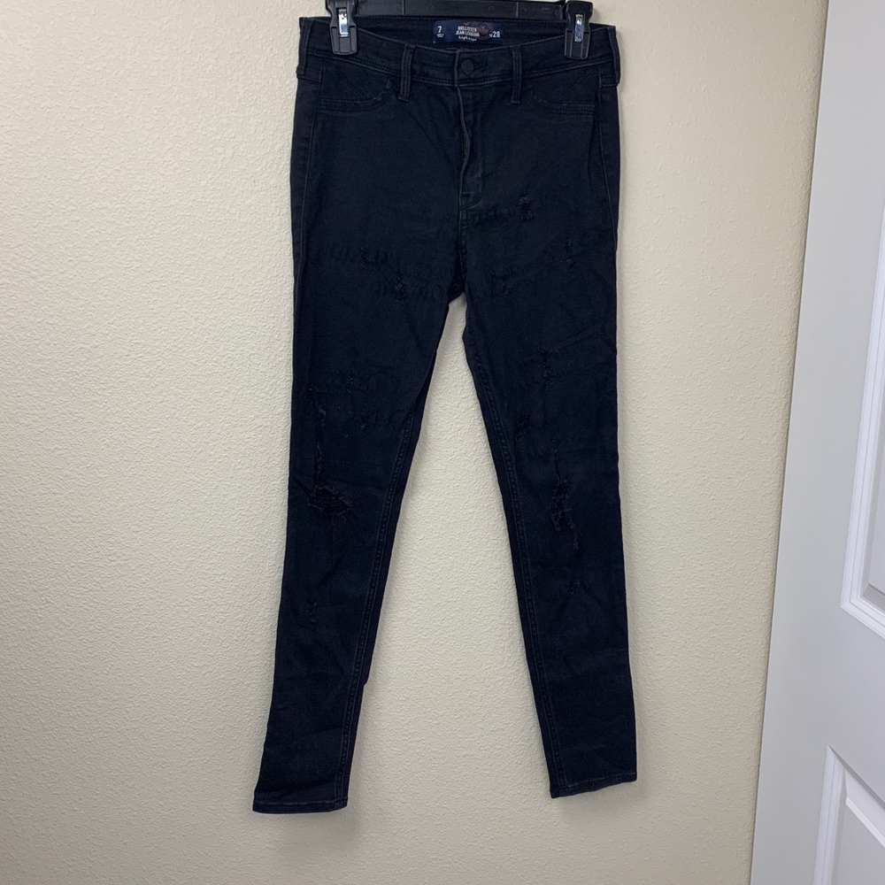 Hollister Black Distressed Skinny Jeans legging